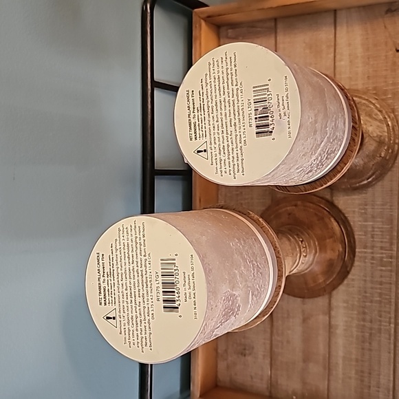 Set of 2 Vance Kitira "Ritz" gray timber candle 3.75"x4.5" - Picture 5 of 9